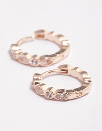 Rose Gold Diamante Row Huggie Earrings - link has visual effect only