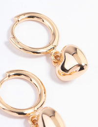 Gold Puffy Heart Drop Huggie Earrings - link has visual effect only