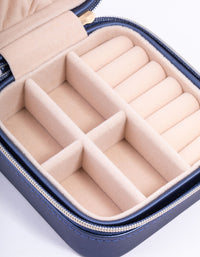 Navy Faux Leather Compact Jewellery Box - link has visual effect only