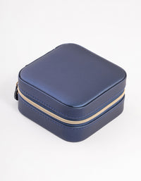 Navy Faux Leather Compact Jewellery Box - link has visual effect only