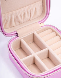 Pink Smooth Faux Leather Compact Jewellery Box - link has visual effect only