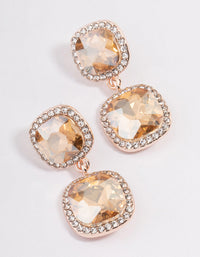 Rose Gold Double Square Halo Drop Earrings - link has visual effect only