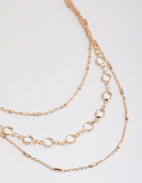 Gold Triple Row Chain Stone Necklace - link has visual effect only