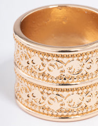 Gold Double Stack Filigree Ring - link has visual effect only