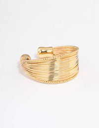 Gold Plated Textured Row Ring - link has visual effect only