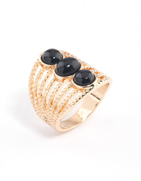 Black Vertical Triple Stone Ring - link has visual effect only