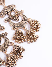 Long Antique Gold Elephant Jhumka Earrings - link has visual effect only