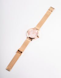 Rose Gold Pink Mesh Watch - link has visual effect only