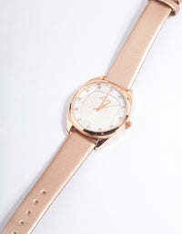 Rose Gold Square Face Textured Faux Leather Watch - link has visual effect only