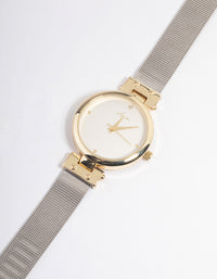 Mixed Metal Two-Toned Mesh Basic Watch - link has visual effect only