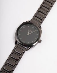 Coated Black Square Face Link Watch - link has visual effect only