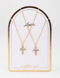 Gold Classic Diamante Cross Necklace Pack - link has visual effect only