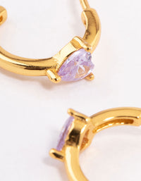 Gold Plated Sterling Silver Amethyst Heart Hoop Earrings - link has visual effect only