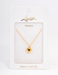 Gold Plated Sterling Silver Puffed Heart Necklace - link has visual effect only