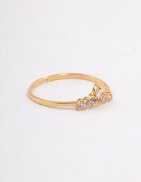 Gold Plated Sterling Silver Wishbone Cubic Zirconia Ring - link has visual effect only