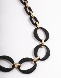 Black Mixed Oval Link Necklace - link has visual effect only