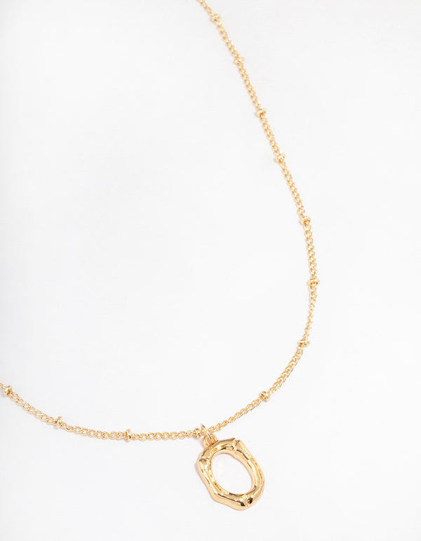 Letter 'O' Gold Plated Bamboo Initial Necklace