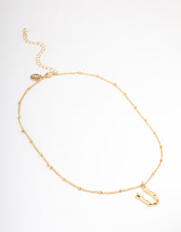 Letter 'U' Gold Plated Bamboo Initial Necklace - link has visual effect only