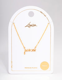 Gold Plated Pisces Script Pendant Necklace - link has visual effect only