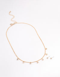 Gold Diamante Droplet Jewellery Set - link has visual effect only