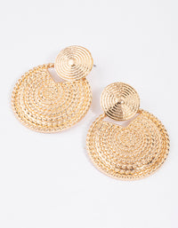 Gold Textured Round Drop Earrings - link has visual effect only