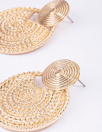 Gold Textured Round Drop Earrings - link has visual effect only