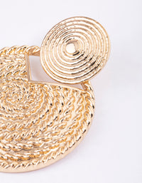 Gold Textured Round Drop Earrings - link has visual effect only