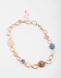 Gold Mixed Stone Oval Necklace - link has visual effect only