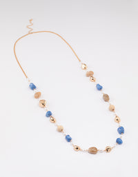 Gold Mixed Beaded Long Necklace - link has visual effect only