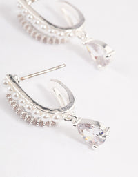 Silver Plated Cubic Zirconia Pearl Drop Earrings - link has visual effect only