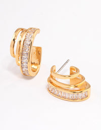 Gold Plated Cubic Zirconia Illusion Layered Hoop Earrings - link has visual effect only