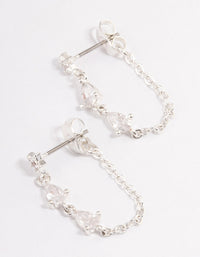 Silver Plated Cubic Zirconia Star Chain Drop Earrings - link has visual effect only