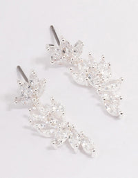 Silver Plated Cubic Zirconia Marquise Cluster Drop Earrings - link has visual effect only