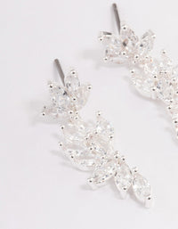 Silver Plated Cubic Zirconia Marquise Cluster Drop Earrings - link has visual effect only