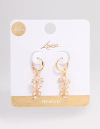 Gold Plated Cubic Zirconia Flower Drop Huggie Earrings - link has visual effect only