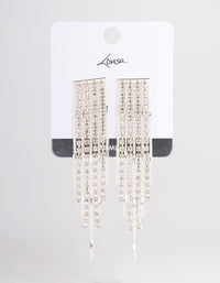 Silver Plated Cubic Zirconia Cupchain Tassel Earrings - link has visual effect only