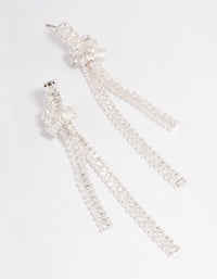 Silver Plated Cubic Zirconia Baguette Knot Drop Earrings - link has visual effect only