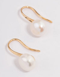 Gold Plated Freshwater Pearl Small Hook Drop Earrings - link has visual effect only