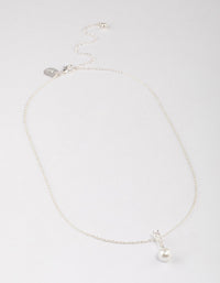 Silver Plated Cubic Zirconia Freshwater Pearl Pendant Necklace - link has visual effect only