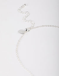 Silver Plated Halo Cubic Zirconia Y-Necklace - link has visual effect only