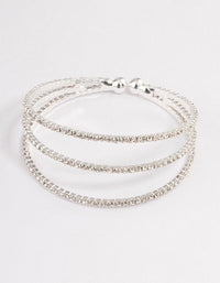 Silver Plated Trio Row Cuff Bangle - link has visual effect only