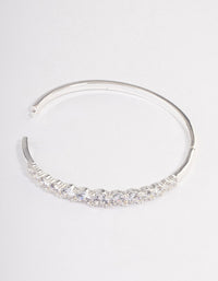 Silver Plated Gradual Cubic Zirconia Cuff Bangle - link has visual effect only