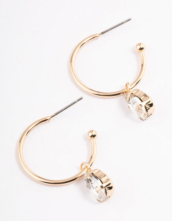 Gold Classic Pear Hoop Earrings