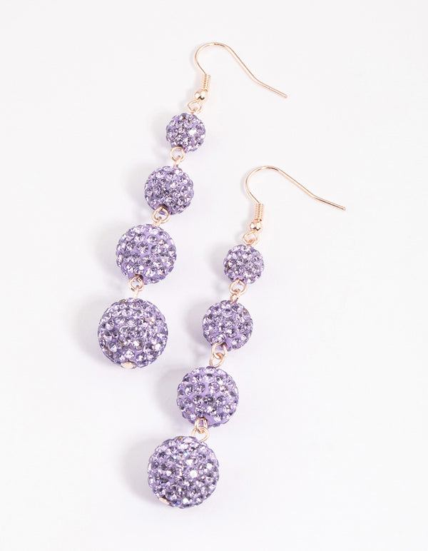 Rose Gold Triple Ball Drop Earrings