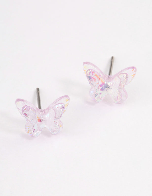 Acrylic Lilac Candy Butterfly Stud Earrings