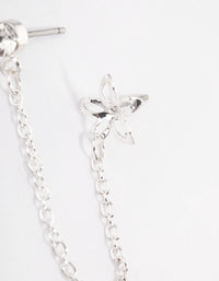 Silver Diamante & Flower Chain Earrings - link has visual effect only