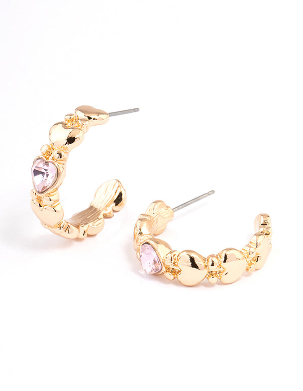 Blush Cute Diamante Heart Hoop Earrings