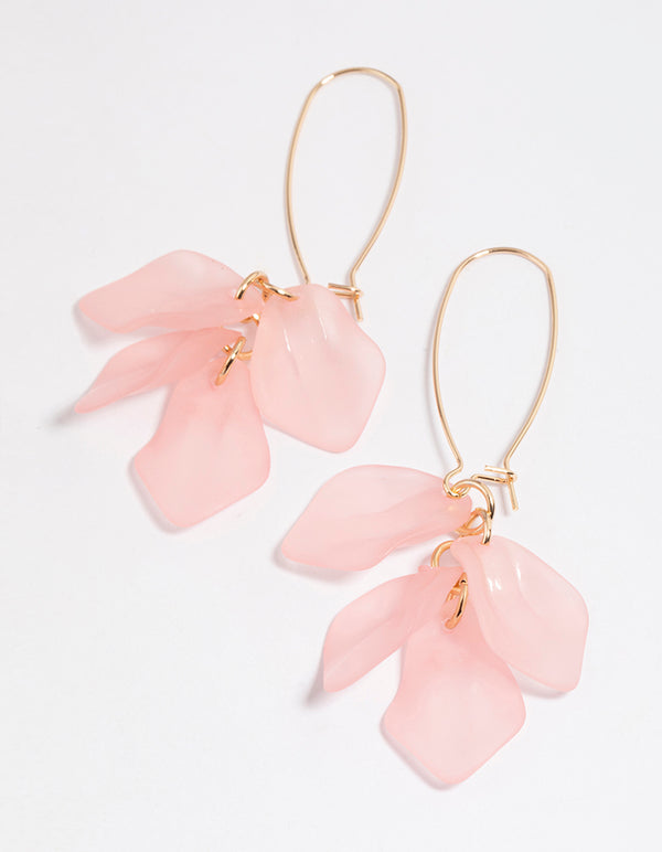 Pink Simple Petal Cluster Drop Earrings