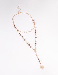 Gold Beaded Double Row Evil & Star Necklace - link has visual effect only