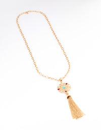 Gold Mixed Stone Disc Necklace - link has visual effect only